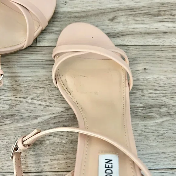 Steve Madden Eva Strappy Sandal Block Nude Heels Size 8 - Picture 8 of 10
